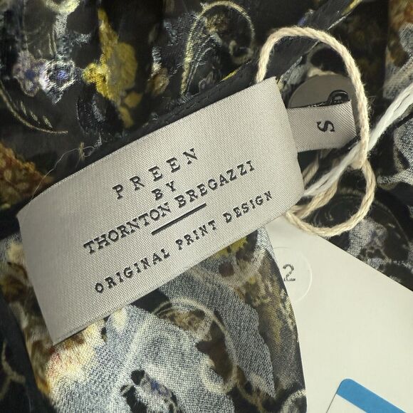 Preen by Thornton Bregazzi Lydia Black/Yellow Floral Print Dress Size S - Picture 8 of 13